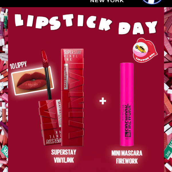 MAYBELLINE 10 SUPERSTAY VINYL INK LIPPY = MINI MASCARA FIREWORK
