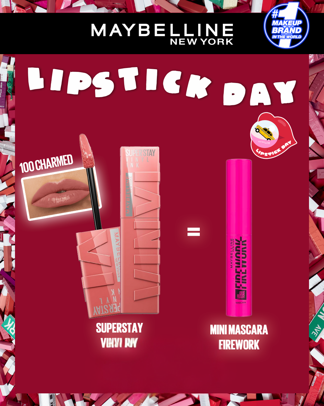 vinyl-100-charmed.png MAYBELLINE SUPERSTAY VINYL INK 100 CHARMED NU INT = MINI MASCARA FIREWORK – Image 1