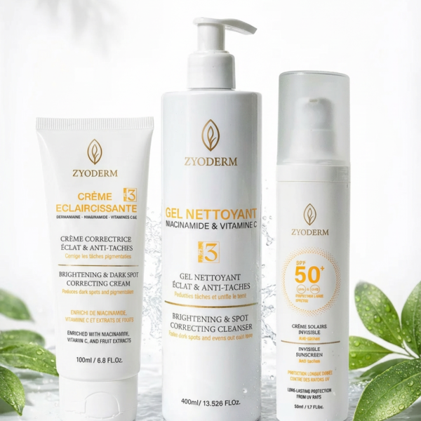 Zyoderm Pack Gel Nettoyant + Crème Solaire + Crème Éclaircissante